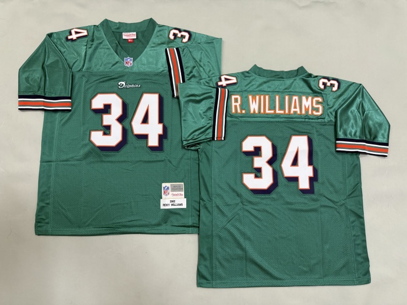 Men 2025 Miami Dolphins #34 R.Williams green Throwback Limited NFL Jersey style 002